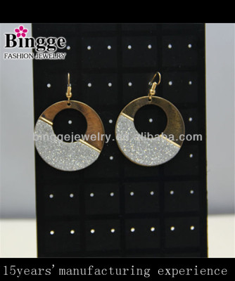 Round stick iron plated gold yarn earrings fashion jewelry Yiwu China factory