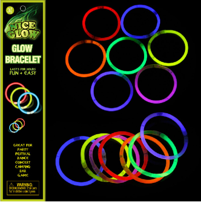 3pc s glow bracelets with connectors in foilbag