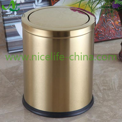 High grade 12 l  circular flip trash can health barrels Stainless steel hotel rooms leather trash can