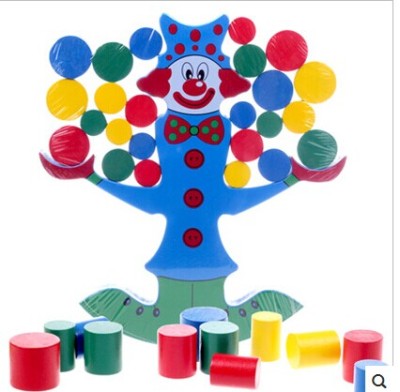 Cartoon tumbler birthday gift Children's puzzle clown balance wooden toy