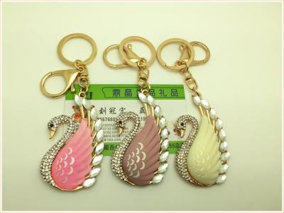 A swan rhinestone with A diamond alloy key ring car jewelry package jewelry accessories gift key ring for men and women