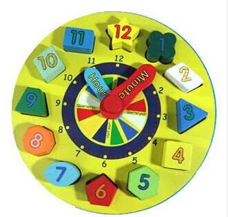 Puzzle wooden toy magic color blocks clock color digital shape time cognitive clock blocks