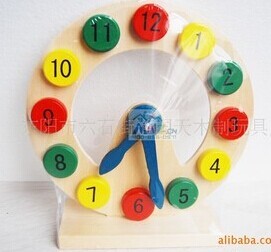 Colorful educational toy for children to know clock digital hollow clock wooden blocks