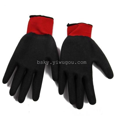13 needle nylon wrinkling gloves latex gloves latex gloves work gloves safety protective gloves.