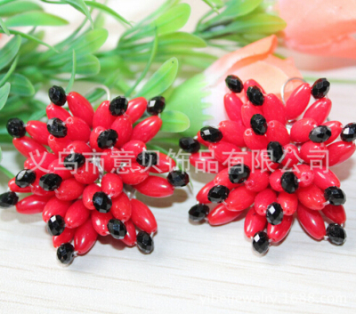 Natural coral red coral Crystal ring beads hand-woven rings wholesale
