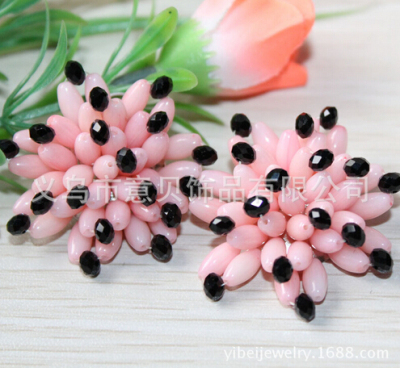 Natural coral pink Crystal ring coral beads hand-woven rings wholesale