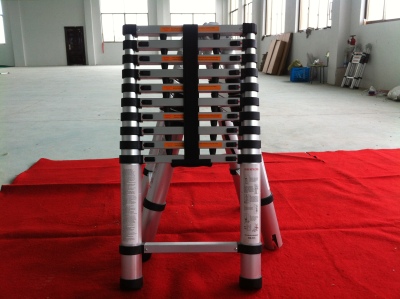 Household telescopic ladder steel tube aluminum ladder ladder miter anti - grip hand space bamboo ladder 3.8 meters