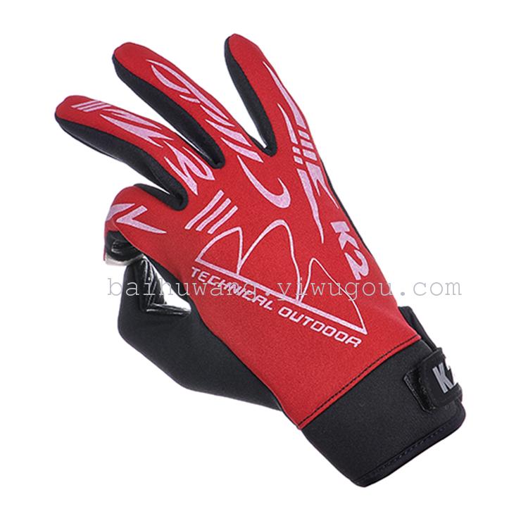 车骑士单面绒全指防滑触屏手套.骑行登山运动手套.