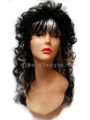 Bangs in black and white wig, Halloween wigs, party wig