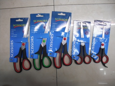 Factory Direct Sales All Kinds of Packaging Various Thickness Double Color Rubber Office Scissors Dressmaker's Shears Scissors for Students