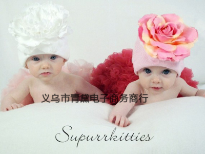 Spring and autumn new baby Princess  cap style baby girl flower hats knitted caps cotton caps