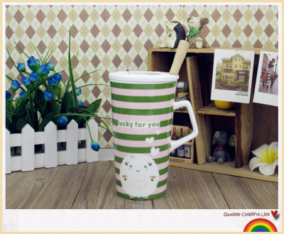 Buck star little cartoon sheep ceramic mug with spoon band gaimake Cup Coffee Cup factory outlet