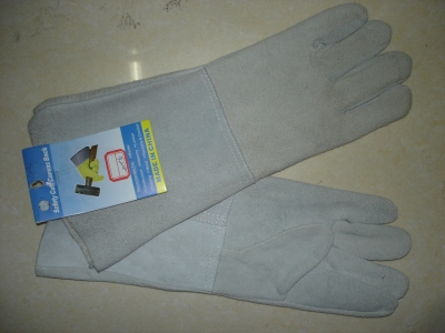 Two layer long welding labor protection gloves