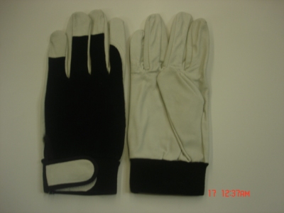 Polyester stretch back pigskin gloves