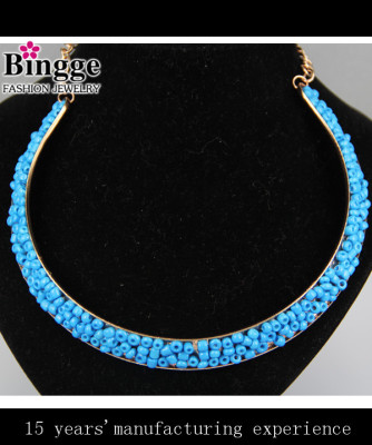 American and European pop exaggerated collar mosaic beads necklace best fashion with a costume jewelry set
