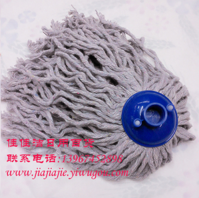 Supply Wooden Handle Long Brush Holder Gray Cotton Thread Mop round Head Absorbent Cotton Yarn Mop Yarn Mop Wholesale