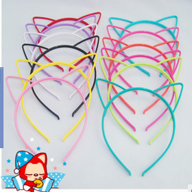 Europe lady children color silk cat ears headband (1)