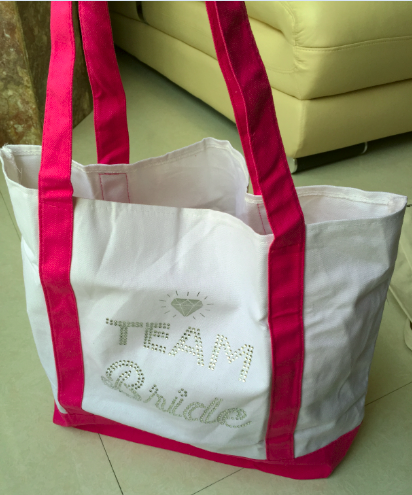 超大号实用烫钻帆布手提包