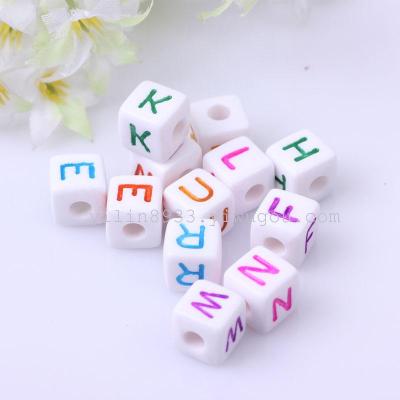 Acrylic 10MM square letter beads white background color characters children's toys accessories