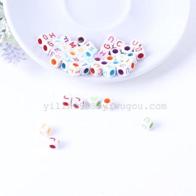 Acrylic 6MM square letters beads wash color words DIY children's toys accessories