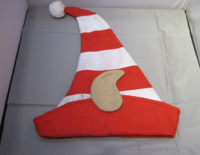 Striped Santa Hat corner Christmas Hat sequin Santa Hat plush red-and-green-striped Santa hat with ear Santa Hat