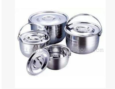 Portable stainless steel tableware pot pot soup pot pot send portable thickened shell soup