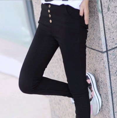 Ms spring Korea fashion stretch woven black leggings pencil pants