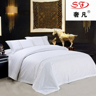 Chenglong hotel supplies cotton sateen embroidery four - piece hotel bedding it set sheets