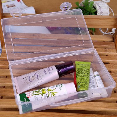 Transparent desktop receiving box coat hand cream cosmetic receiving bag handle box plastic empty box