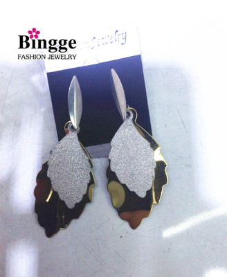 Stainless steel leaf paste yarn earrings studs in South America the latest fashion jewelry