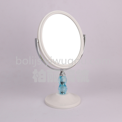 Elliptical silver edge with a white blue pearl mirror, mirror - plated plastic mirror