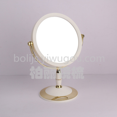 Circular gold - edged white mirror - mirror cosmetic mirror - plated plastic double - side magnification mirror 927-2.