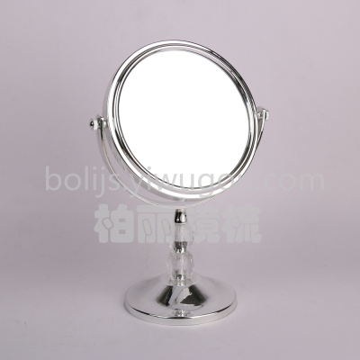 Round silver silver-plated mirror cosmetic mirror electroplated plastic double - side magnifying glass. QS-81.