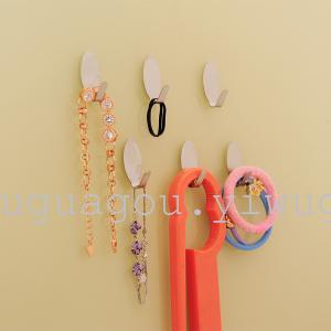 Six-Piece Household Stainless Steel Adhesive Strong Seamless Sticking Hook Hook Kitchen Bathroom Hook