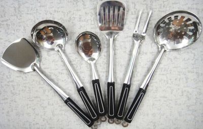 1.5cm new seven-piece set of kitchen spoon, rice spoon, spatula, big leak, soup shell, leak scoop,