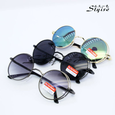 Round sunglasses, sunglasses, reflective colored lenses, classic round frame glasses 272-8708