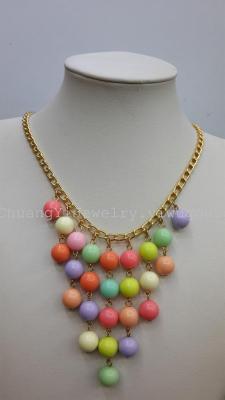 Creative jewelry in Europe and big spring and autumn acrylic Candy-colored beads necklace
