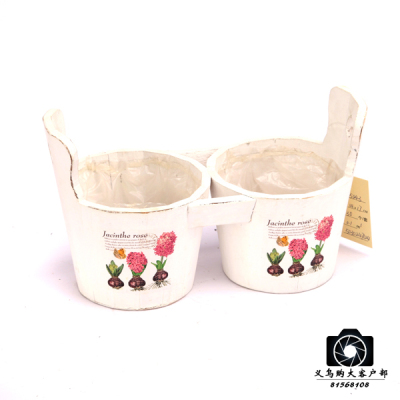 American garden wooden twin flower pot vase, garden flower pot, home crafts