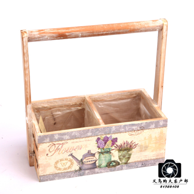 European garden country wooden double case hand flowerpot, gardening flowerpot, household crafts