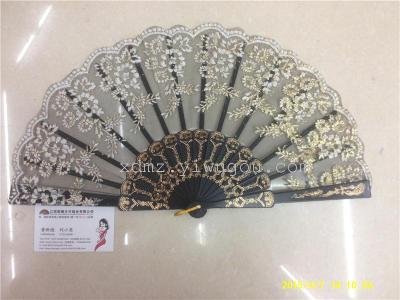 Plastic printing gold colored rods Chinoiserie a fan fan dance gift yarn fan fan