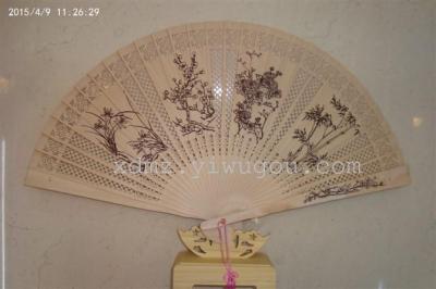 Burmese sandalwood scented wood fan with fan antique folding fan Chinese women's high-end hollowing process fan girl