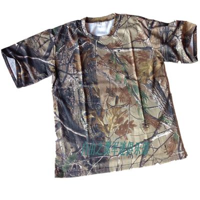 Bionic Camo shirt dry leaf Camo hunting clothing summer short sleeve camouflage t-bird clothing cotton vest