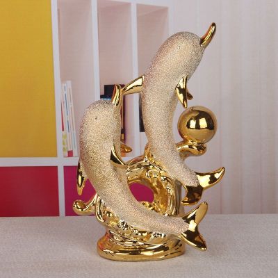Gao Bo Decorated Home Electroplating frosted dolphins home accessories decoration of pottery