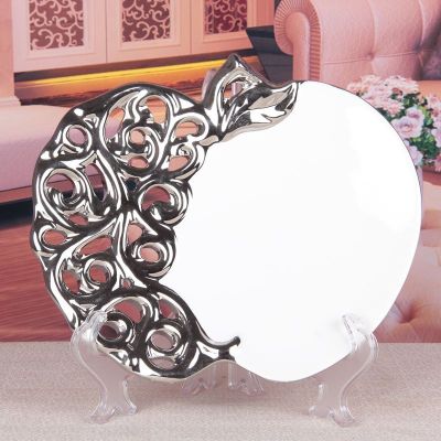 Gao Bo Decorated Home Semi - electroplated hollow ceramic fruit tray was home ceramic decorative crafts