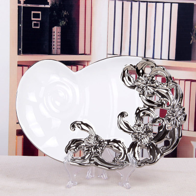 Gao Bo Decorated Home Bean shape plated hollow ceramic bowls home ceramic crafts