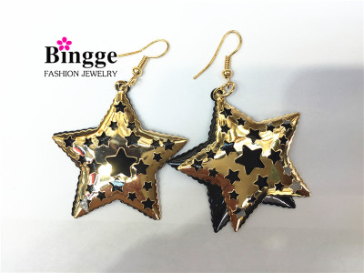 Painting double star-shaped metal earrings