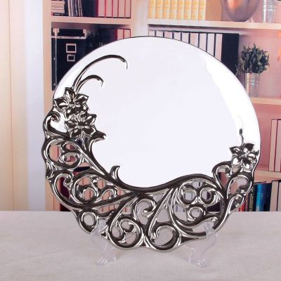 Gao Bo Decorated Home Semi-electroplated hollow ceramic fruit tray home decoration crafts