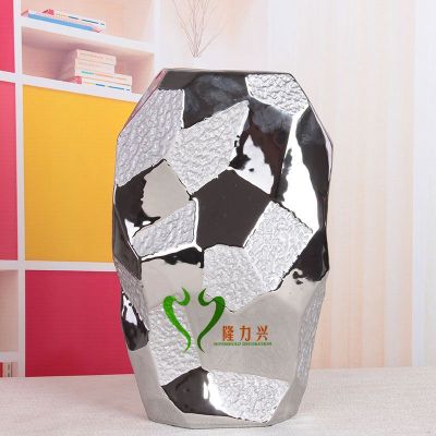 Gao Bo Decorated Home Exotic plating stone pattern porcelain vases home decoration ceramic crafts