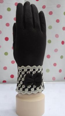 Winter Women's Korean-Style Fashionable Bowknot Non-Inverted Velvet Full Finger Gloves (for Foreign Trade)