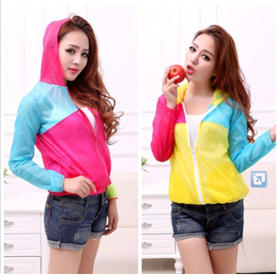The explosion hit color transparent thin long sleeved Korean color coat UV sunscreen clothing clothing wholesale